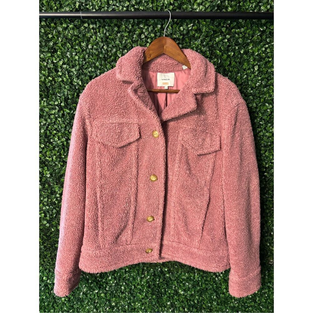 Vince Pink Shearling Jacket Sz Medium